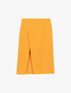 Maje Asymmetric-wrap Stretch-cotton Midi Skirt