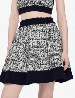 Sandro Malina Flared Woven Mini Skirt 9 Sandro Malina Flared Woven Mini Skirt -Reis Clothing Shop R04111161 NOIRGRIS ALT04