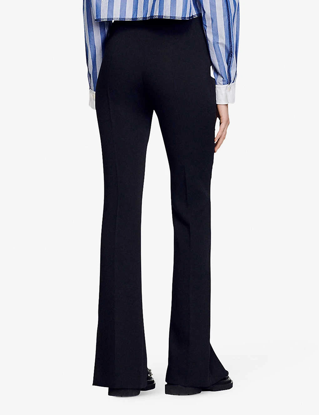 Sandro Havre Flared Front-slit Woven Trousers 4 Sandro Havre Flared Front-slit Woven Trousers - Image 4