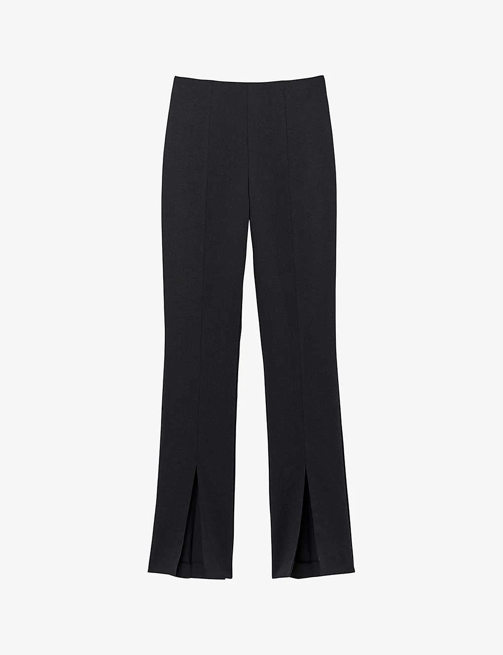 Sandro Havre Flared Front-slit Woven Trousers 1 Sandro Havre Flared Front-slit Woven Trousers