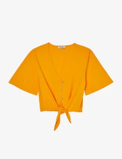 Sandro Jewel-buttoned Cotton T-shirt