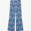 Sandro Peridot Floral-print Wide-leg Mid-rise Woven Trousers