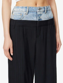 FRAME Le Mix Wide-leg High-rise Woven Trousers -Reis Clothing Shop R04117906 NAVYMULTI ALT04