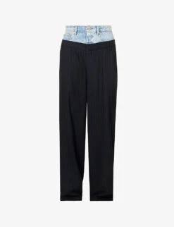 FRAME Le Mix Wide-leg High-rise Woven Trousers