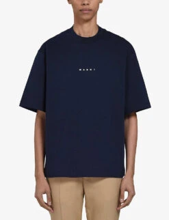 Marni Logo-print Short-sleeved Cotton-jersey T-shirt 7 Marni Logo-print Short-sleeved Cotton-jersey T-shirt -Reis Clothing Shop R04118565 BLUBLACK ALT02