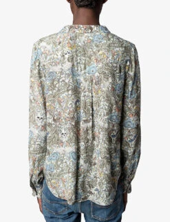 Zadig & Voltaire Twina Floral-print Relaxed-fit Woven Shirt -Reis Clothing Shop R04118653 KAKI ALT03