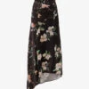 AllSaints Luisa Fabia Floral-print Asymmetric-hem Woven Midi Skirt