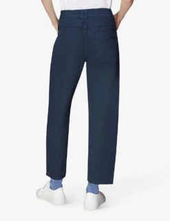 Whistles Tessa Cropped Mid-rise Organic-cotton Trousers -Reis Clothing Shop R04119643 NAVY ALT02