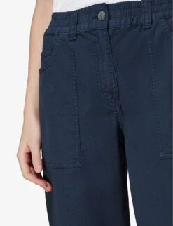 Whistles Tessa Cropped Mid-rise Organic-cotton Trousers -Reis Clothing Shop R04119643 NAVY ALT03