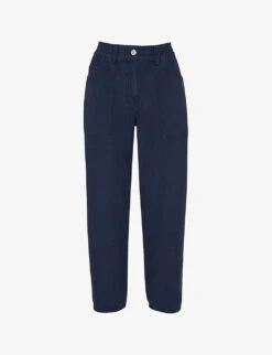 Whistles Tessa Cropped Mid-rise Organic-cotton Trousers