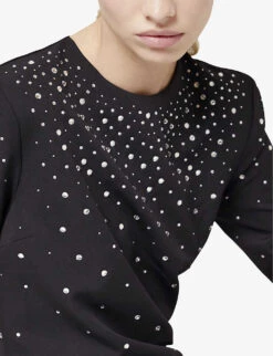 THE KOOPLES Rhinestone-embellished Woven Mini Dress 7 THE KOOPLES Rhinestone-embellished Woven Mini Dress -Reis Clothing Shop R04122316 BLA01 ALT02