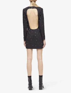 THE KOOPLES Rhinestone-embellished Woven Mini Dress 8 THE KOOPLES Rhinestone-embellished Woven Mini Dress -Reis Clothing Shop R04122316 BLA01 ALT03