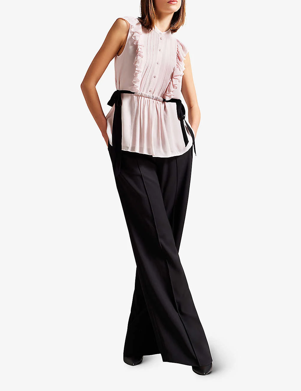 Ted Baker Evalie Frilled Drawstring-waist Crepe Top 2 Ted Baker Evalie Frilled Drawstring-waist Crepe Top - Image 2