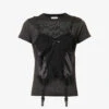 Corset-appliqué Scoop-neck Woven T-shirt