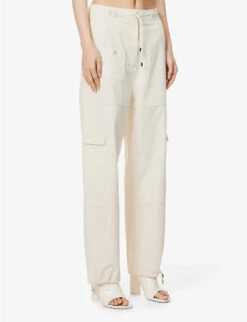 Toteme Drawstring-waist Straight-leg High-rise Organic-cotton Trousers -Reis Clothing Shop R04124849 ECRU ALT02