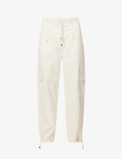 Toteme Drawstring-waist Straight-leg High-rise Organic-cotton Trousers
