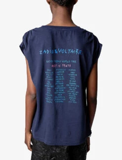 Zadig & Voltaire Adele Graphic-print Sleeveless Organic-cotton T-shirt -Reis Clothing Shop R04125253 ENCRE ALT03