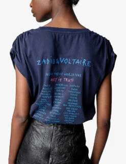 Zadig & Voltaire Adele Graphic-print Sleeveless Organic-cotton T-shirt -Reis Clothing Shop R04125253 ENCRE ALT04