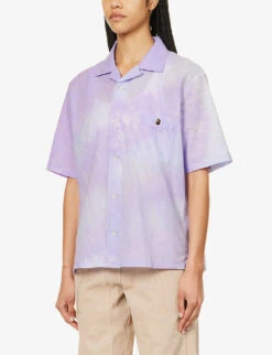 Logo-appliqué Graphic-pattern Cotton Shirt -Reis Clothing Shop R04126056 PURPLE ALT02