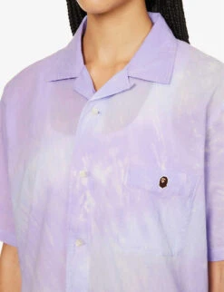 Logo-appliqué Graphic-pattern Cotton Shirt -Reis Clothing Shop R04126056 PURPLE ALT04