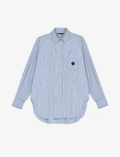 Maje Caudrey Logo-embroidered Striped Stretch Cotton-blend Shirt