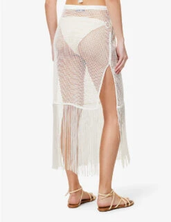 Camelia Fringe-trim Cotton-knit Maxi Skirt -Reis Clothing Shop R04126880 SNOWWHITE ALT03