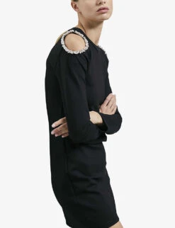 THE KOOPLES Cutout-embellished Cotton Mini Dress -Reis Clothing Shop R04127684 BLA01 ALT02