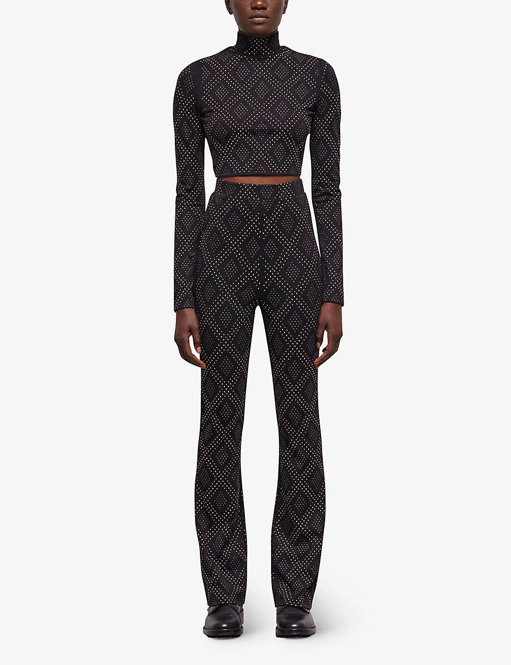 THE KOOPLES Rhinestone-embellished Stretch-jersey Top 2 THE KOOPLES Rhinestone-embellished Stretch-jersey Top - Image 2