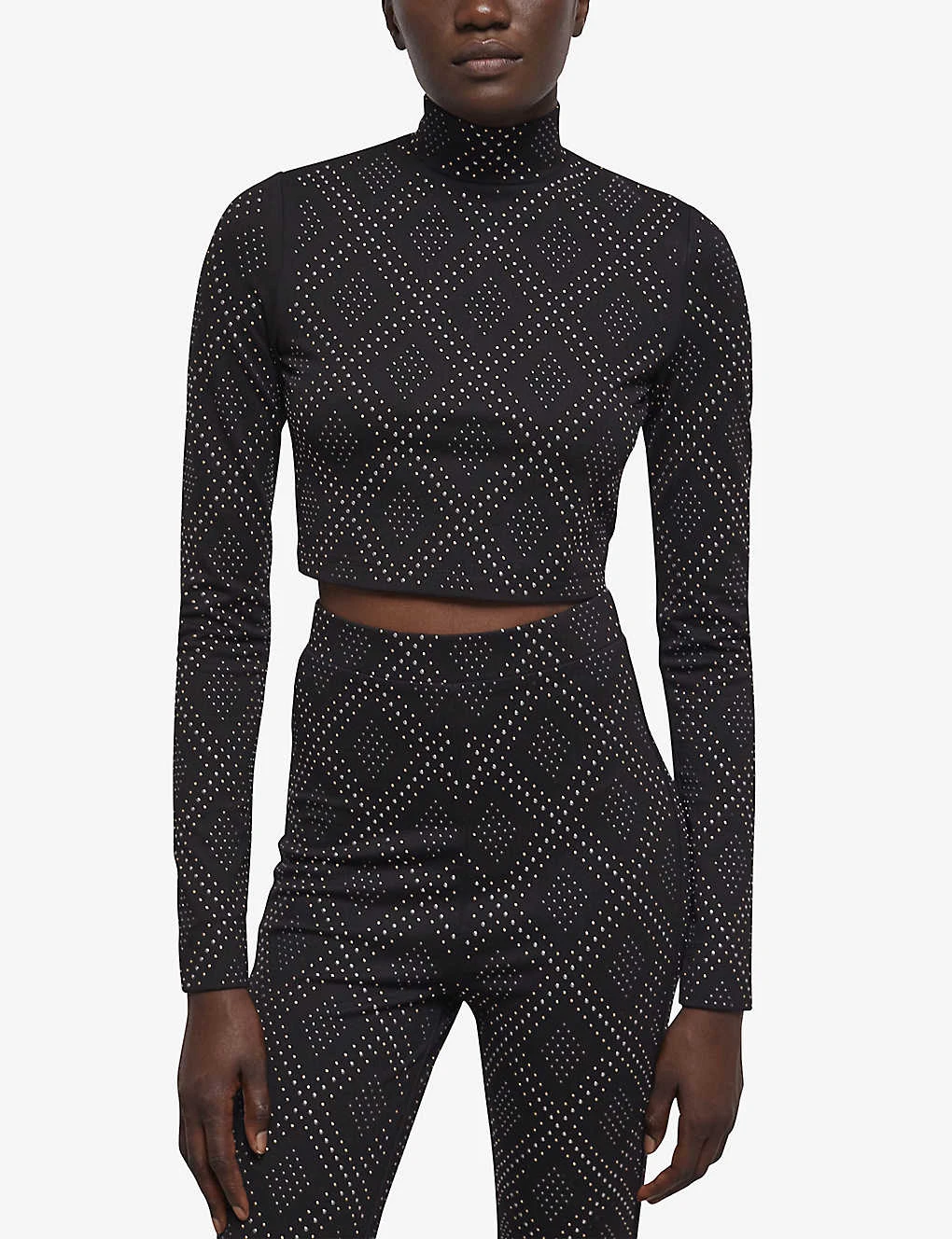 THE KOOPLES Rhinestone-embellished Stretch-jersey Top 3 THE KOOPLES Rhinestone-embellished Stretch-jersey Top - Image 3