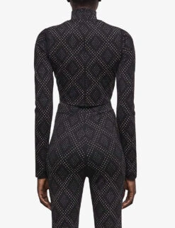 THE KOOPLES Rhinestone-embellished Stretch-jersey Top 9 THE KOOPLES Rhinestone-embellished Stretch-jersey Top -Reis Clothing Shop R04127686 BLA01 ALT03