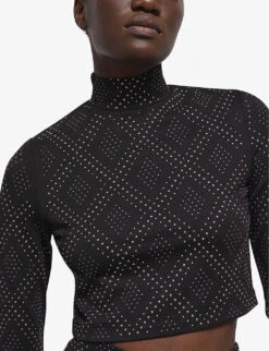 THE KOOPLES Rhinestone-embellished Stretch-jersey Top 10 THE KOOPLES Rhinestone-embellished Stretch-jersey Top -Reis Clothing Shop R04127686 BLA01 ALT04