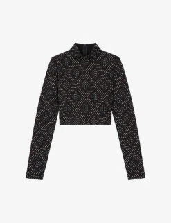 THE KOOPLES Rhinestone-embellished Stretch-jersey Top