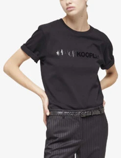 THE KOOPLES Logo-print Cotton T-shirt -Reis Clothing Shop R04127687 BLA01 ALT06