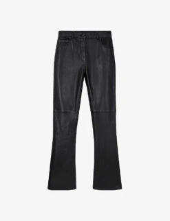 THE KOOPLES Flared High-rise Leather Trousers