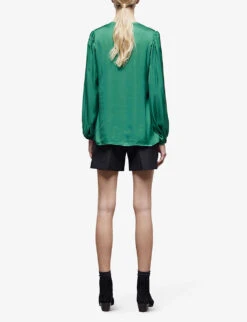 THE KOOPLES Open-collar Puffed-sleeve Woven Shirt -Reis Clothing Shop R04127744 GRN01 ALT03