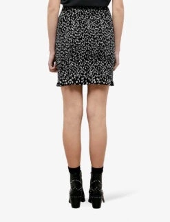 THE KOOPLES Daisy-print Frill-hem Woven Mini Skirt -Reis Clothing Shop R04127944 BLA09 ALT03