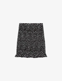 THE KOOPLES Daisy-print Frill-hem Woven Mini Skirt