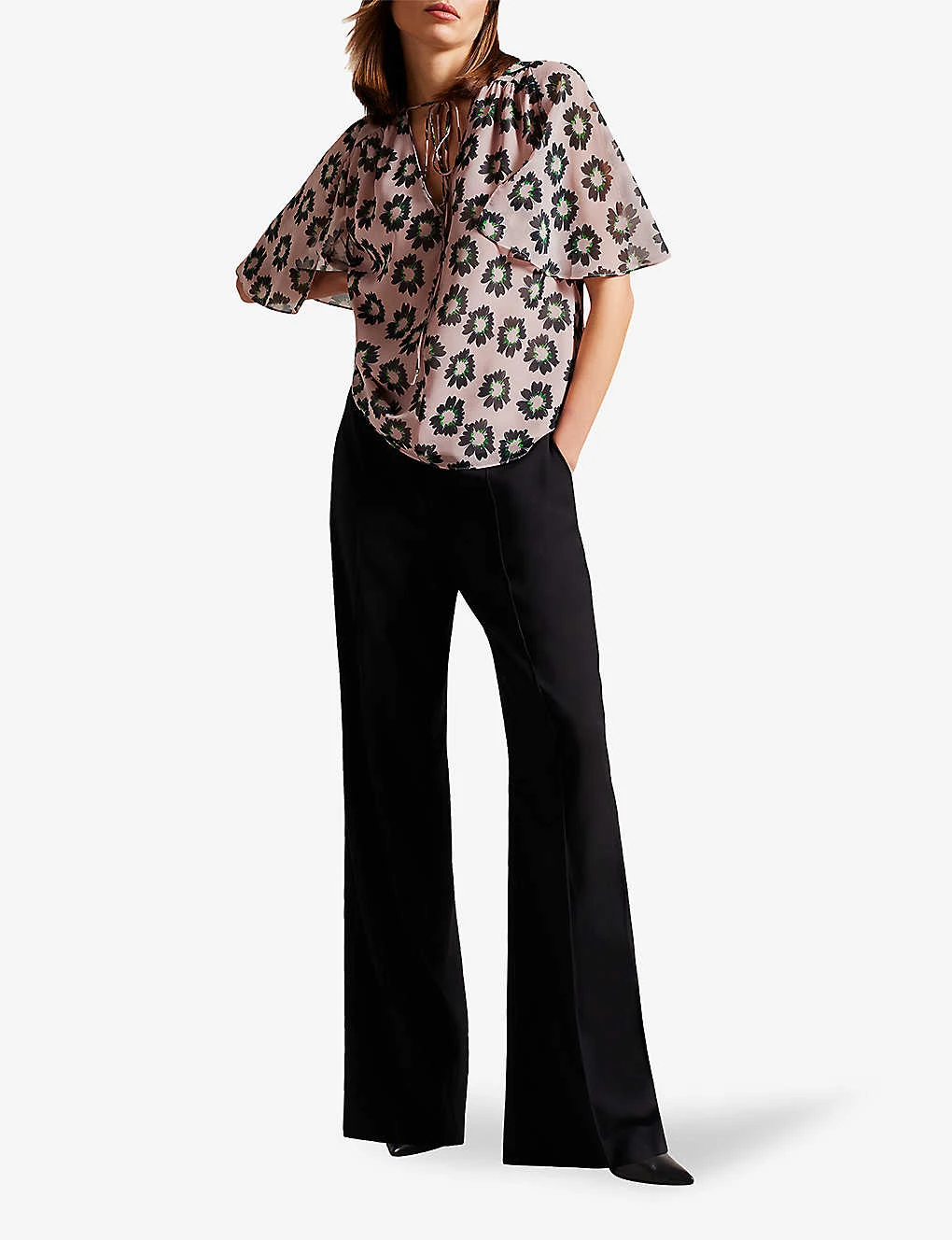 Ted Baker Split-sleeve Floral-print Woven Top 2 Ted Baker Split-sleeve Floral-print Woven Top - Image 2
