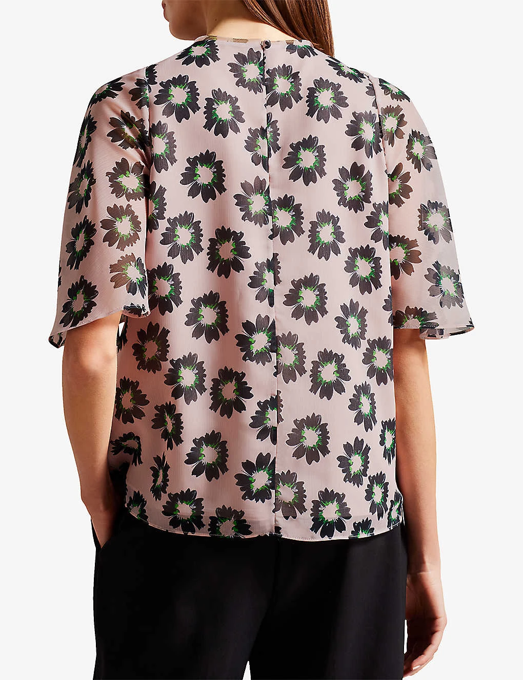 Ted Baker Split-sleeve Floral-print Woven Top 4 Ted Baker Split-sleeve Floral-print Woven Top - Image 4
