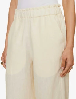 Natalia Straight-leg High-rise Organic-linen Trousers -Reis Clothing Shop R04128923 CREAM ALT04