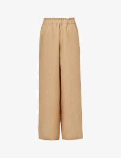 Natalia Wide-leg High-rise Organic-linen Trousers