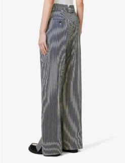 ME AND EM Stripe Wide-leg High-rise Stretch-cotton Trousers -Reis Clothing Shop R04129179 BLUEWHITE ALT03