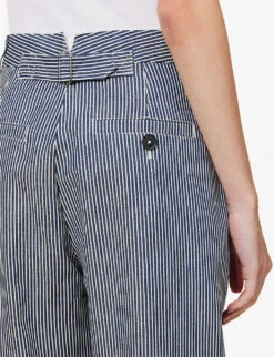 ME AND EM Stripe Wide-leg High-rise Stretch-cotton Trousers -Reis Clothing Shop R04129179 BLUEWHITE ALT04