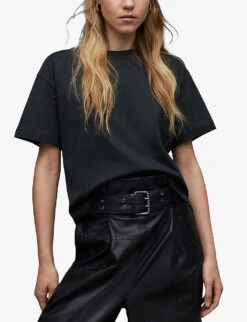 AllSaints Cygni Cut-out Organic-cotton T-shirt 7 AllSaints Cygni Cut-out Organic-cotton T-shirt -Reis Clothing Shop R04131319 WASHEDBLACK ALT02