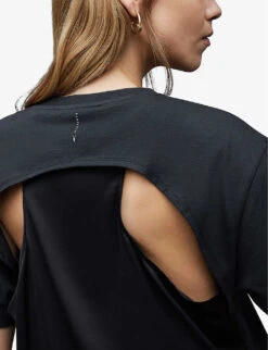 AllSaints Cygni Cut-out Organic-cotton T-shirt 9 AllSaints Cygni Cut-out Organic-cotton T-shirt -Reis Clothing Shop R04131319 WASHEDBLACK ALT04