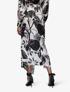 AllSaints Carla Jackie Printed Silk-blend Midi Skirt -Reis Clothing Shop R04131501 ECRUWHITE ALT03