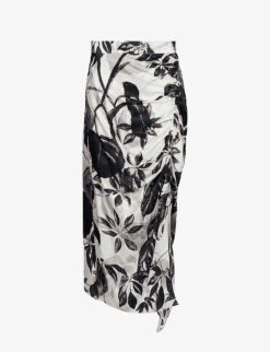 AllSaints Carla Jackie Printed Silk-blend Midi Skirt
