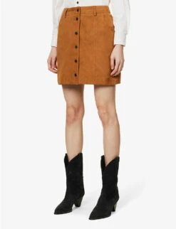 Ikks Straight Leather Mini Skirt -Reis Clothing Shop R04133249 DARKORANGE ALT02