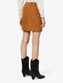 Ikks Straight Leather Mini Skirt -Reis Clothing Shop R04133249 DARKORANGE ALT03