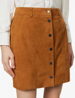 Ikks Straight Leather Mini Skirt -Reis Clothing Shop R04133249 DARKORANGE ALT04